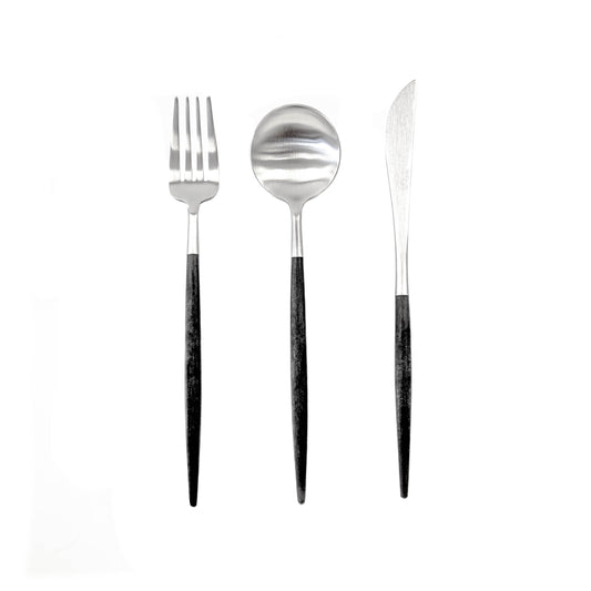 Sleek Silver with Black Wood Handles
