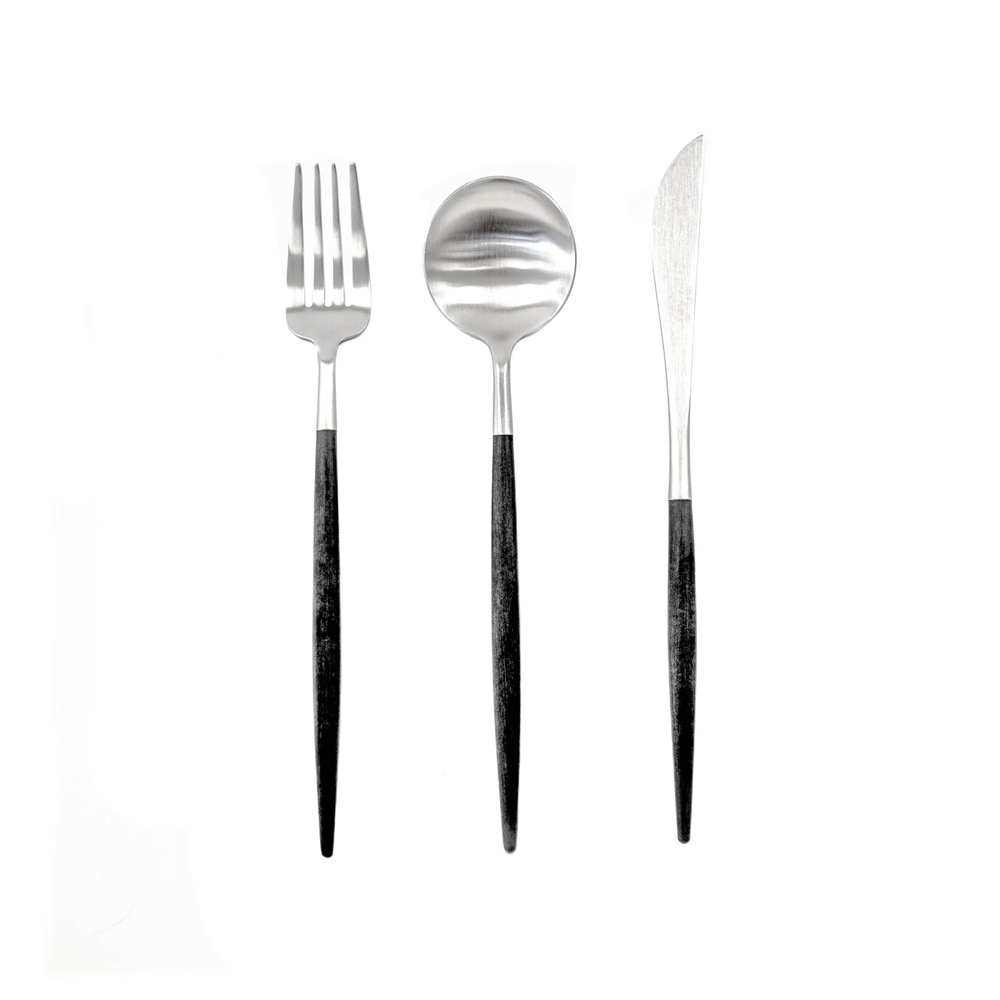 Sleek Silver with Black Wood Handles