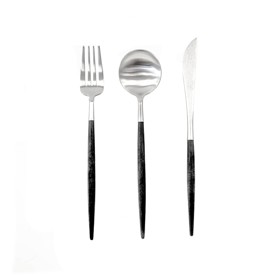 Sleek Silver with Black Wood Handles