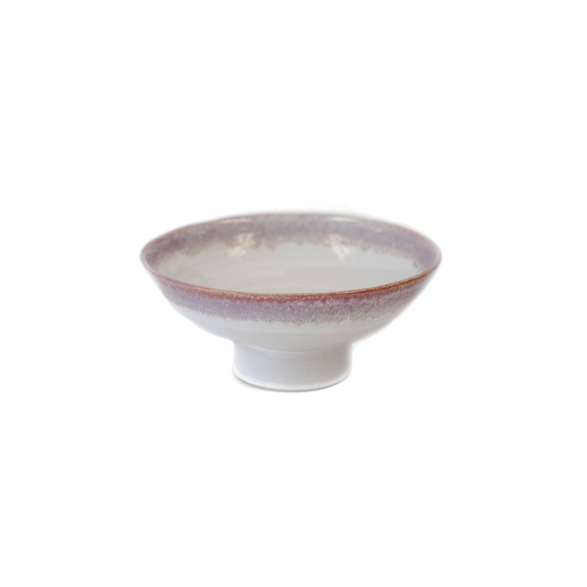 Footed Stoneware White & Purple