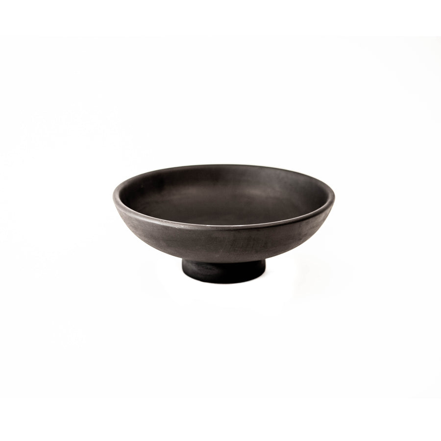 Footed Mango Wood Round Black