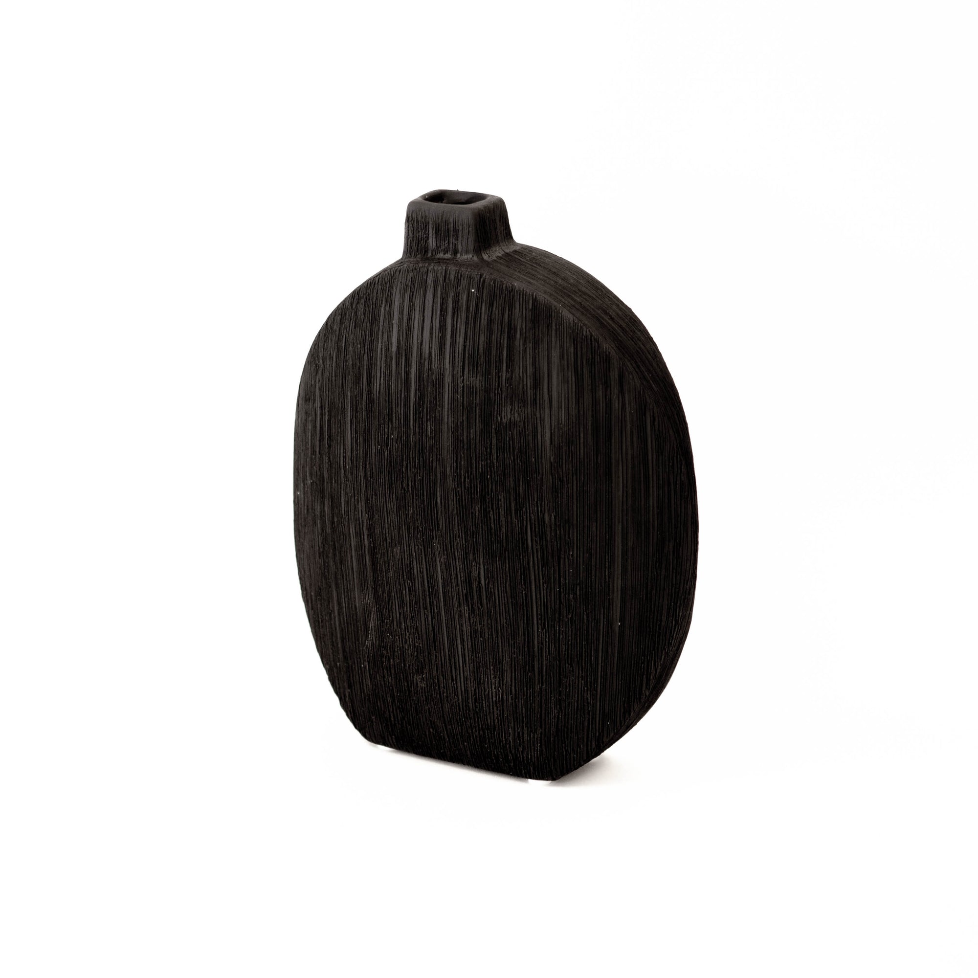 Stoneware Textured Black Vase