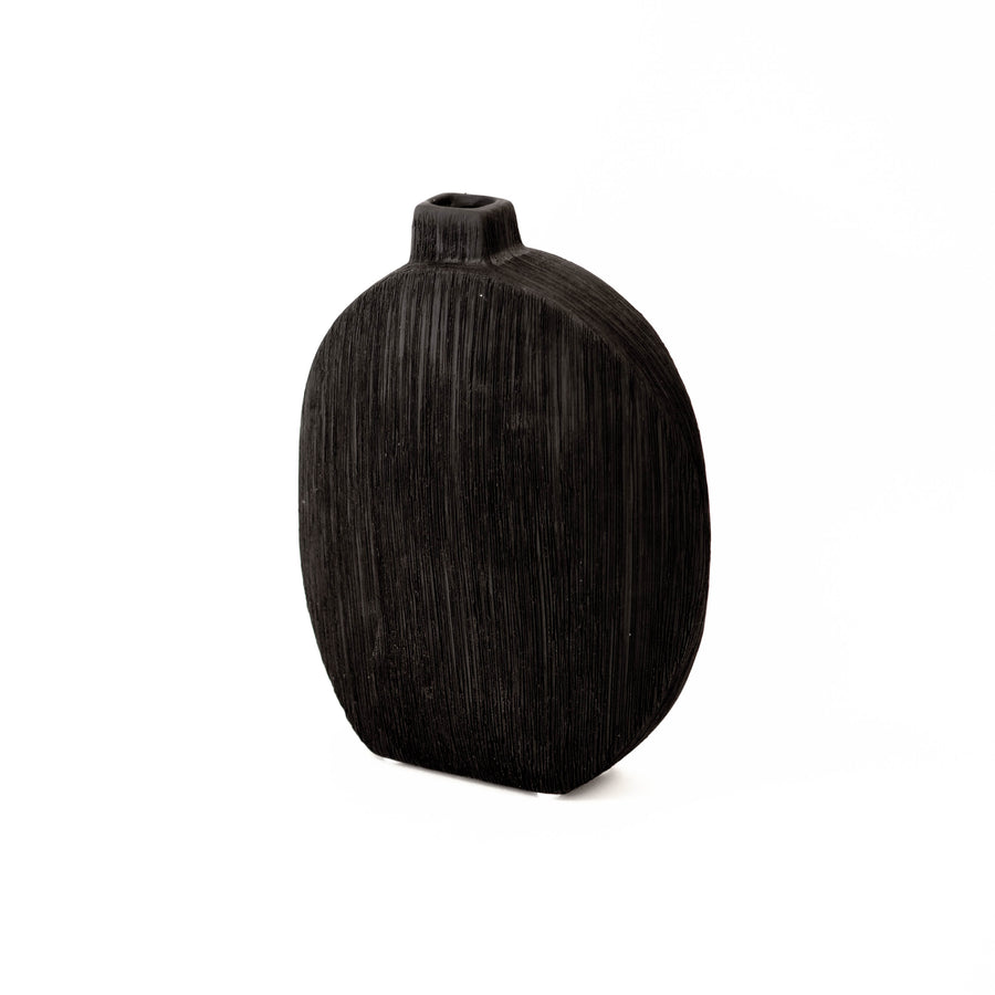 Stoneware Textured Black Vase