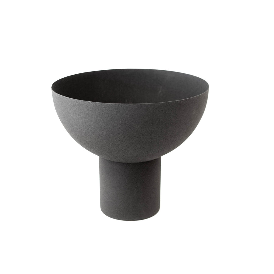 Footed Round Black Vase