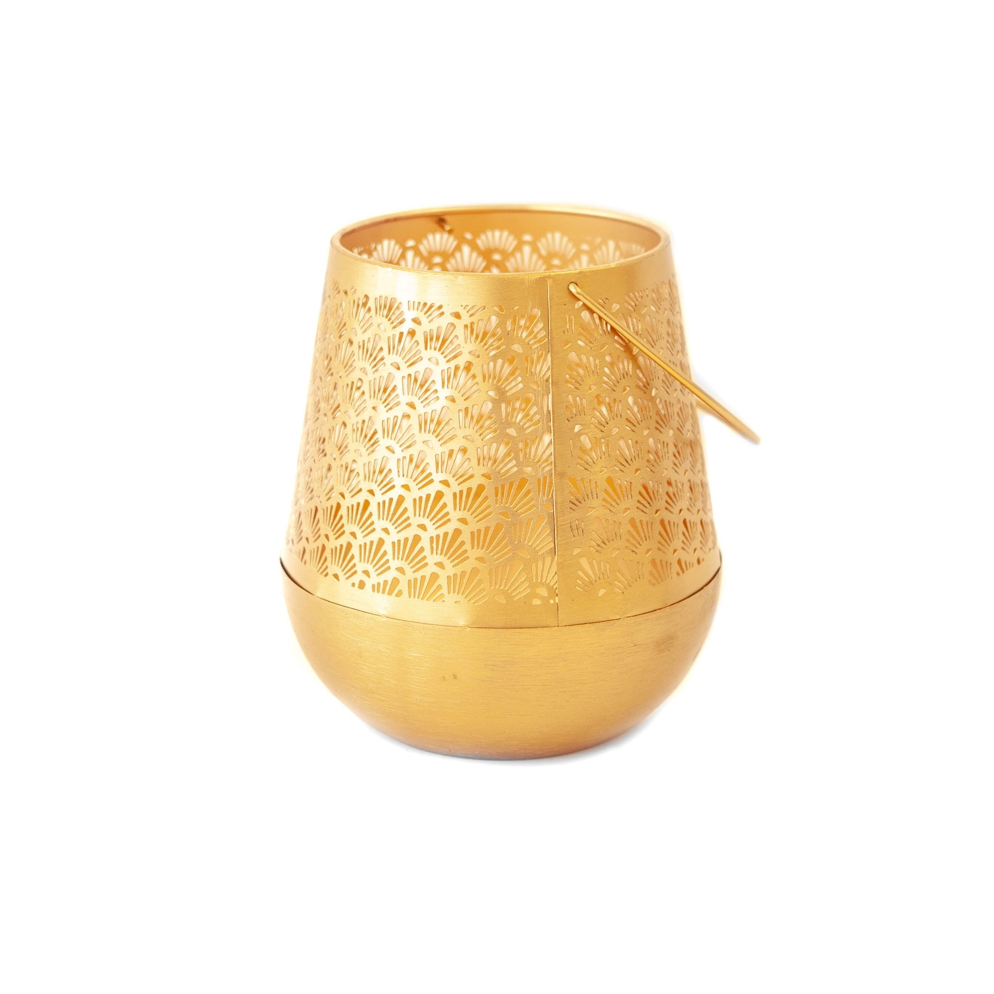 Metal Punched Gold Vase w/ Handle