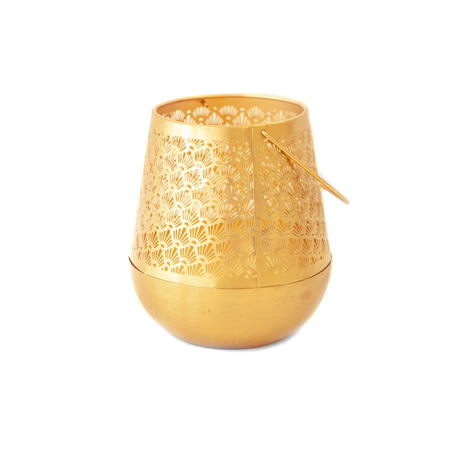 Metal Punched Gold Vase w/ Handle