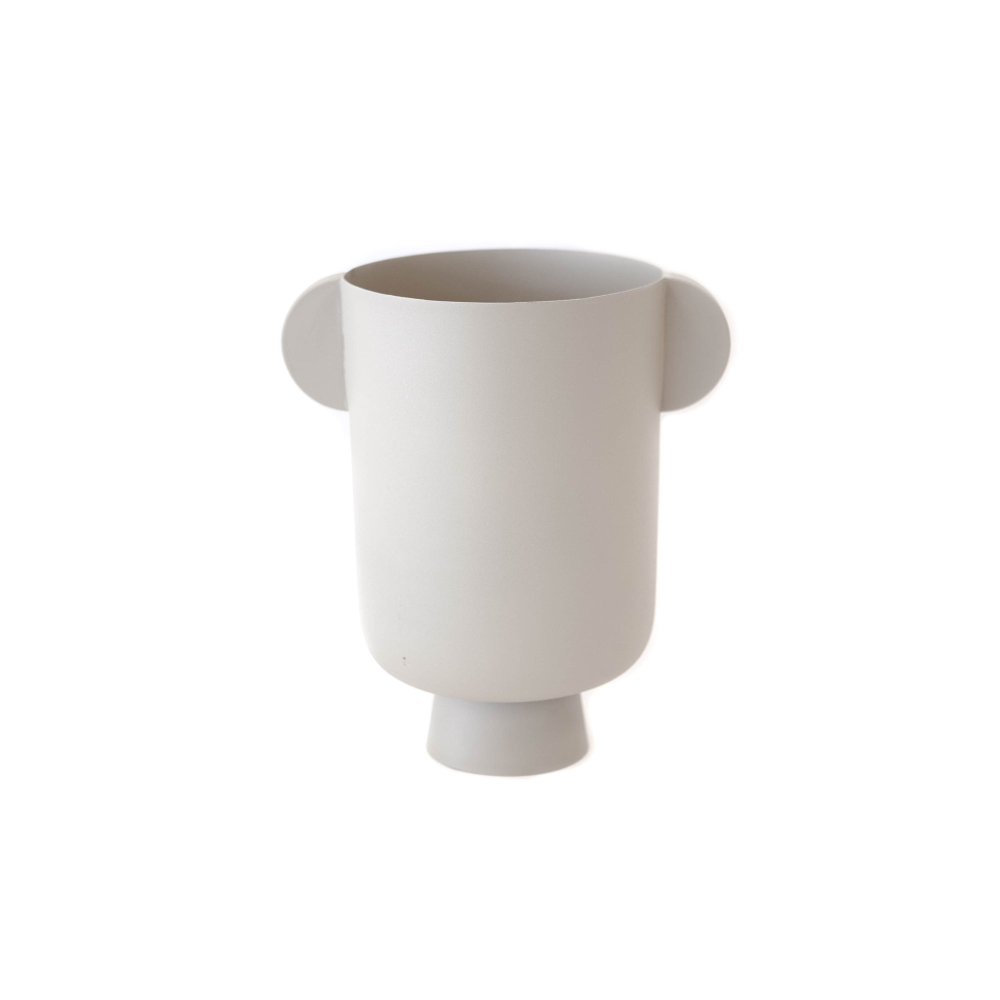 Beige Footed Metal Vase with Handles