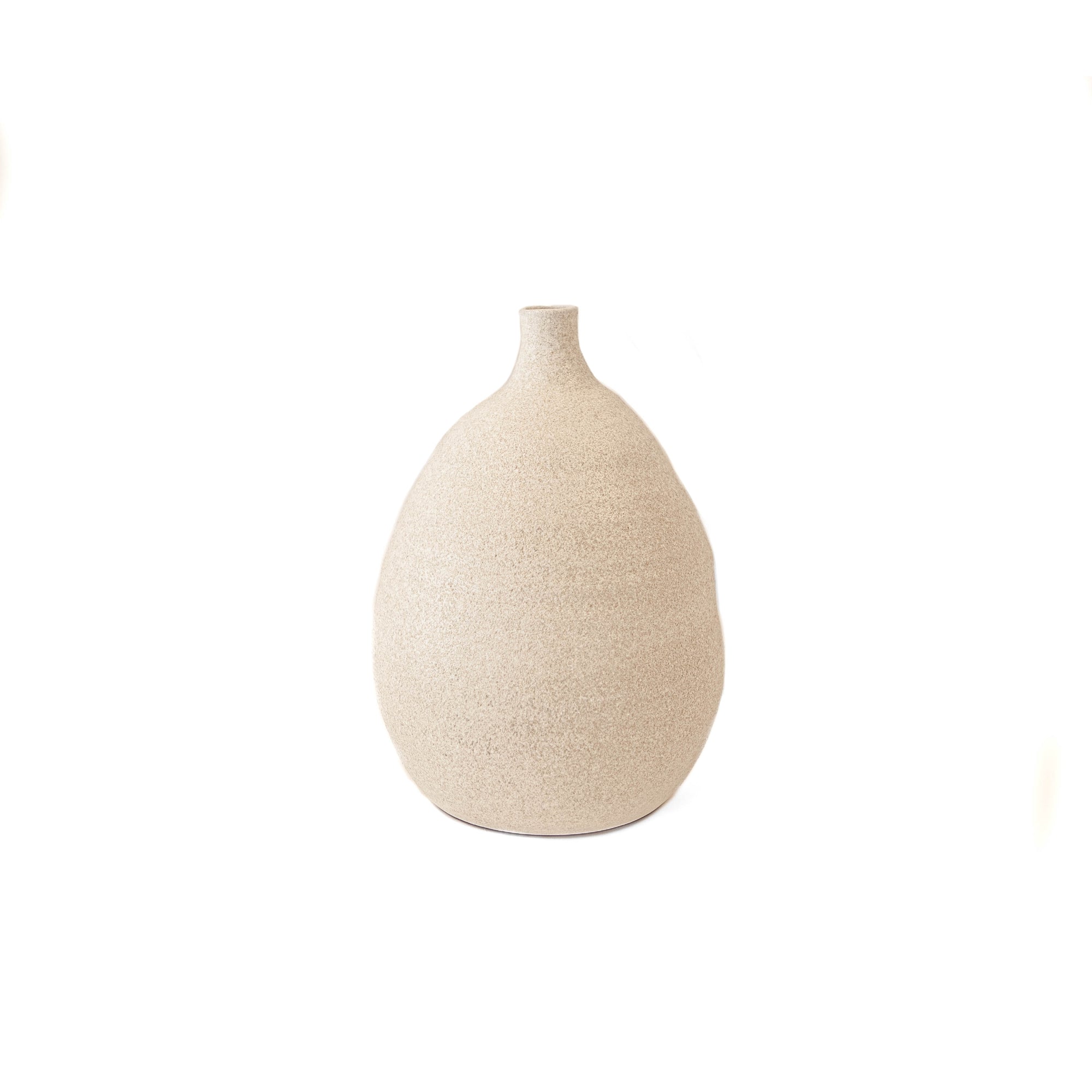 Large Cream Textured Vase w/ Dents