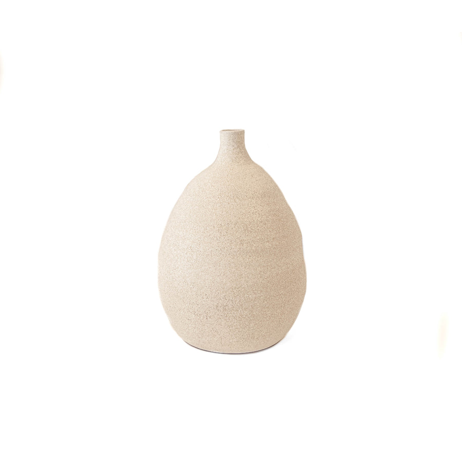 Large Cream Textured Vase w/ Dents