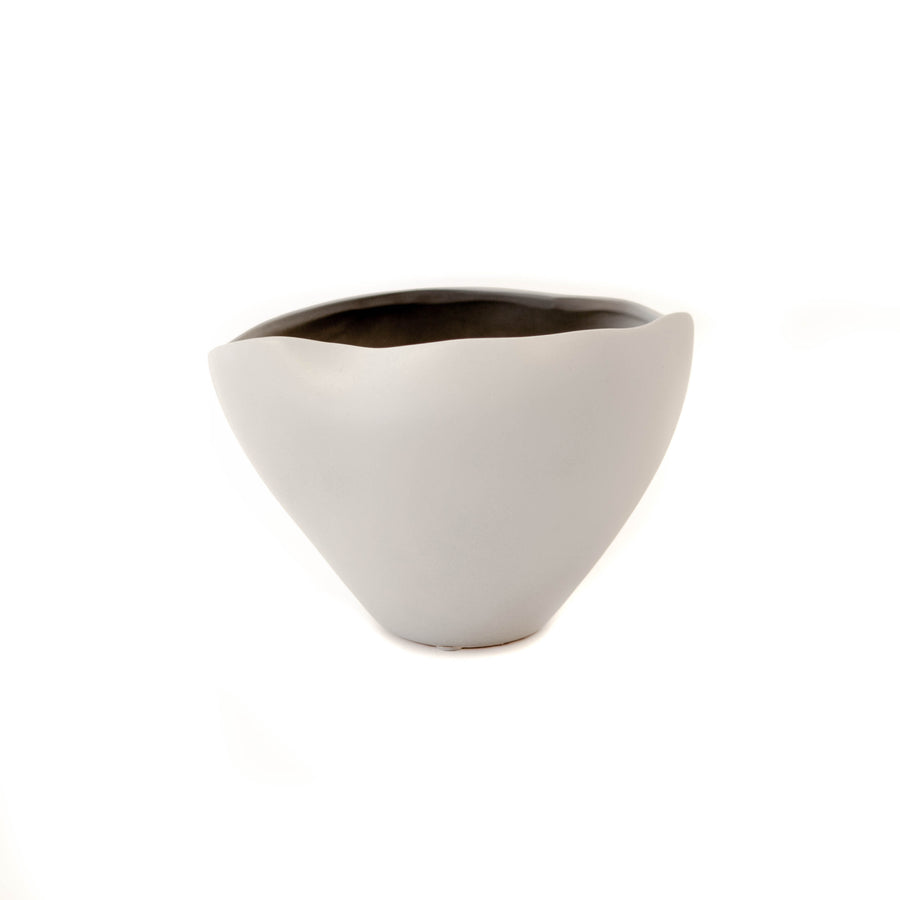 Grey Matte Ceramic Vase w/ Wide Top