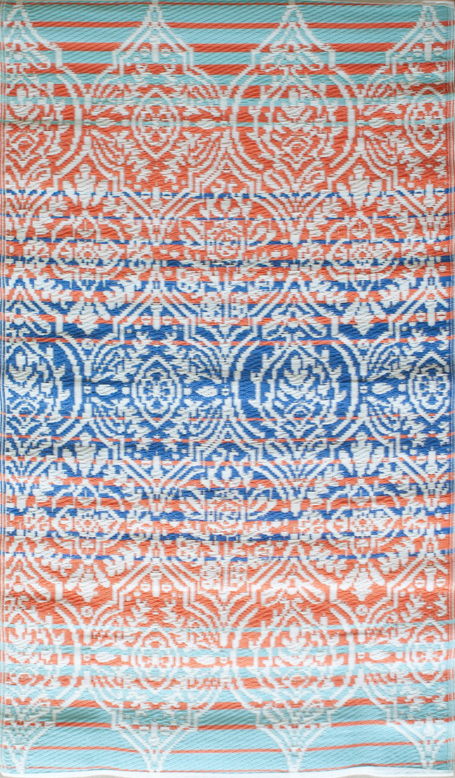 Teal, White & Orange Pattern Rug