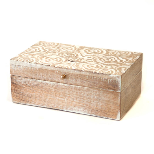 Handcrafted Wood w/ White Roses Large