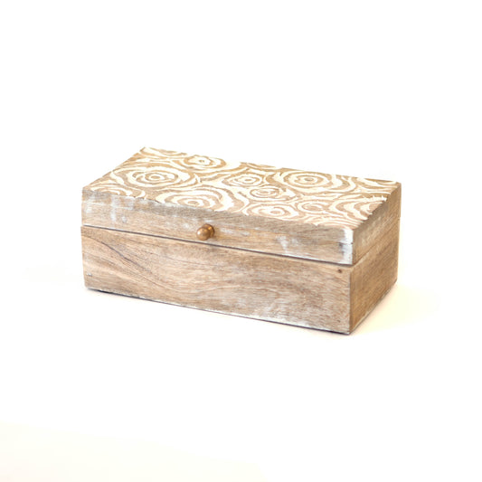 Handcrafted Wood w/ White Roses Small