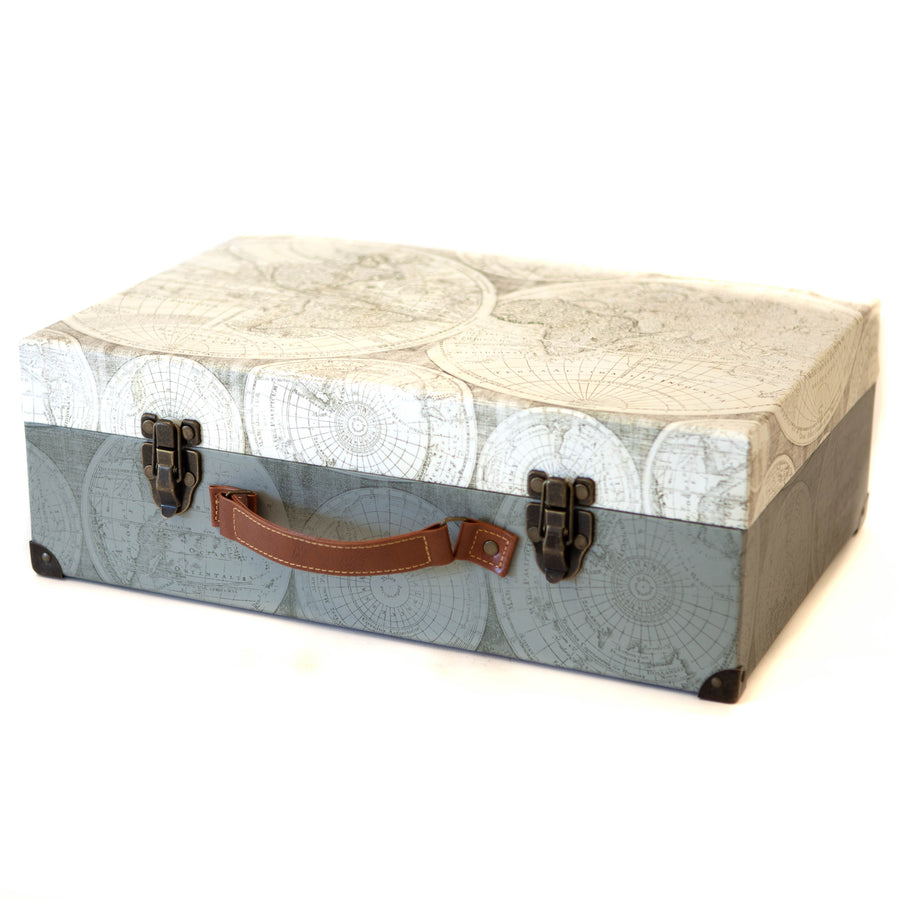 Briefcase Grey & White World Map
