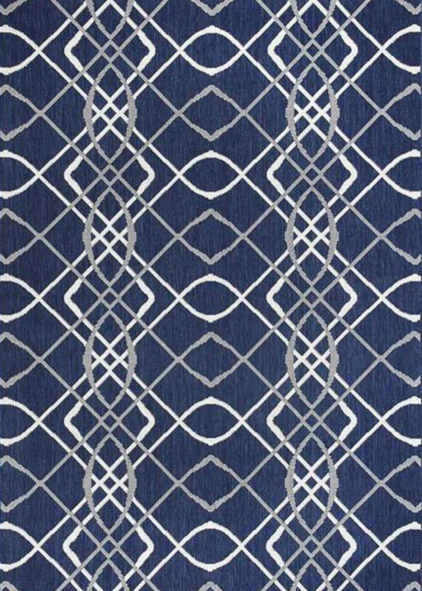 Indoor Linked Navy Polypropylene Rug