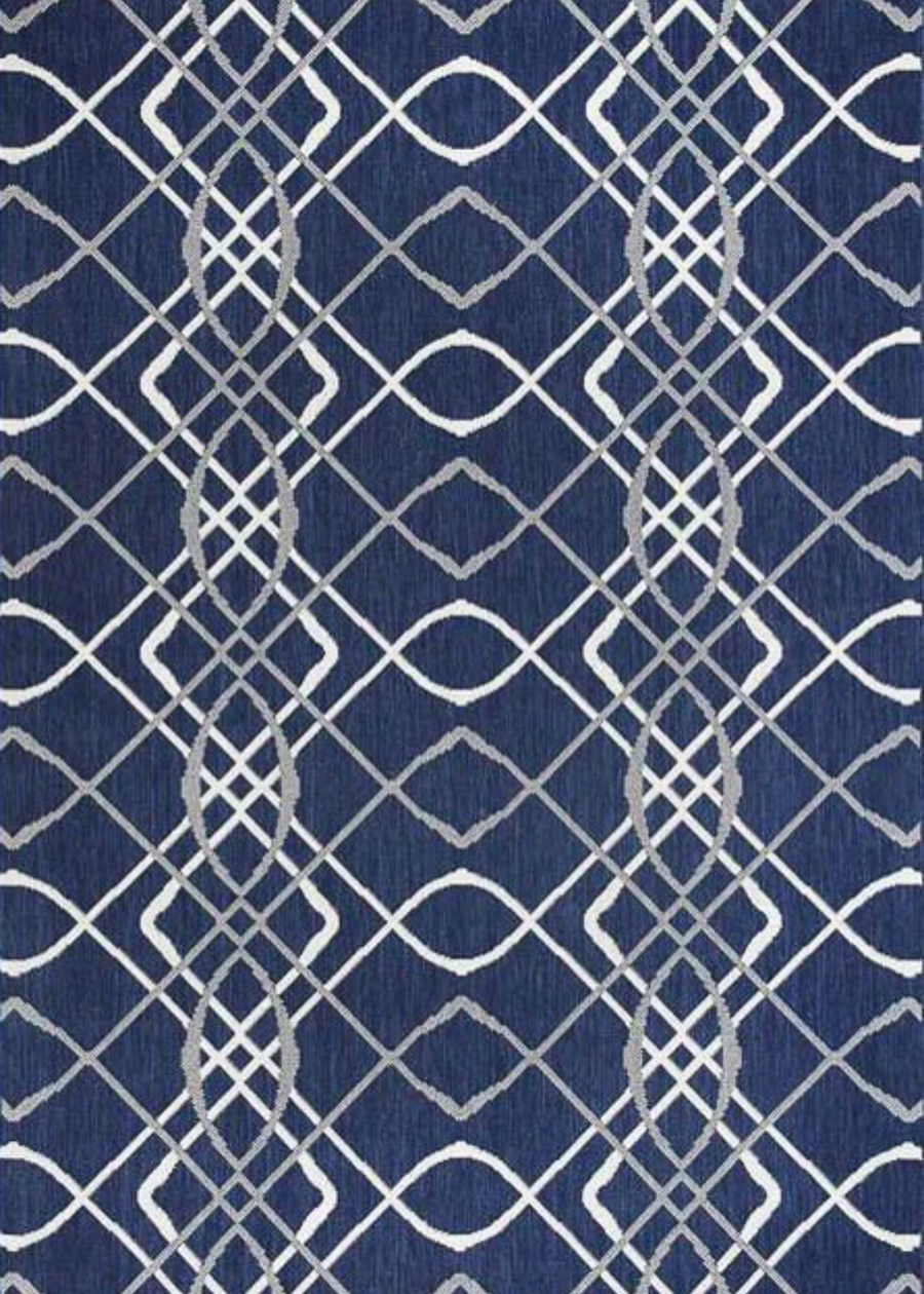 Indoor Linked Navy Polypropylene Rug
