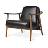 Accent Chair - Baltic Black Leather w/ Walnut