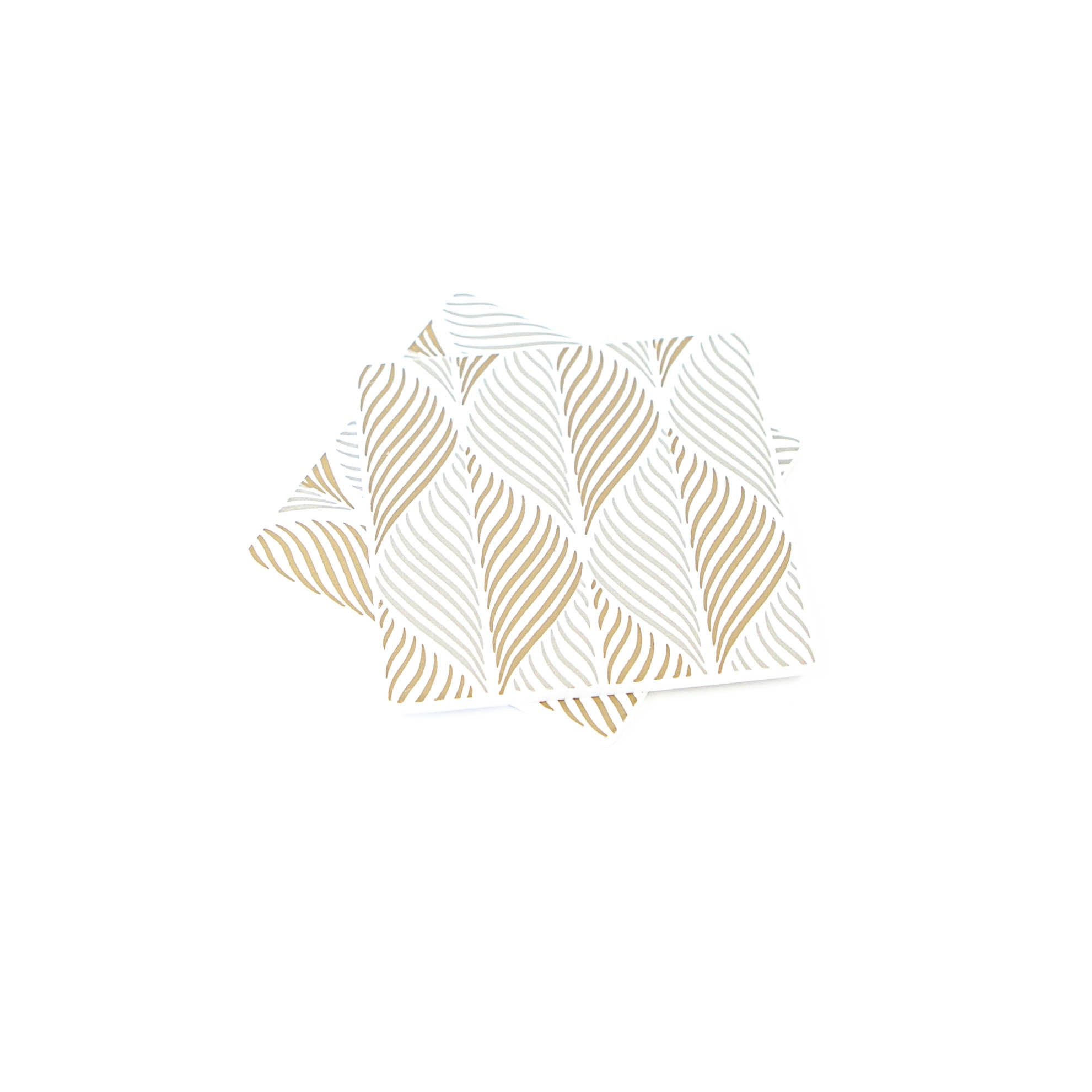Coaster - White w/ Gold Tone & Silver Leaves