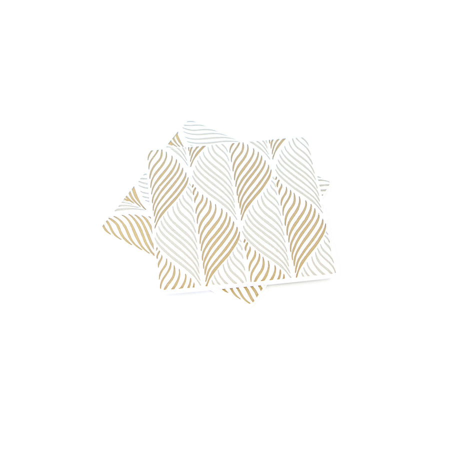 Coaster - White w/ Gold Tone & Silver Leaves