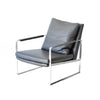 Accent Chair -  Grey Charcoal Leather w/ Chrome Arms