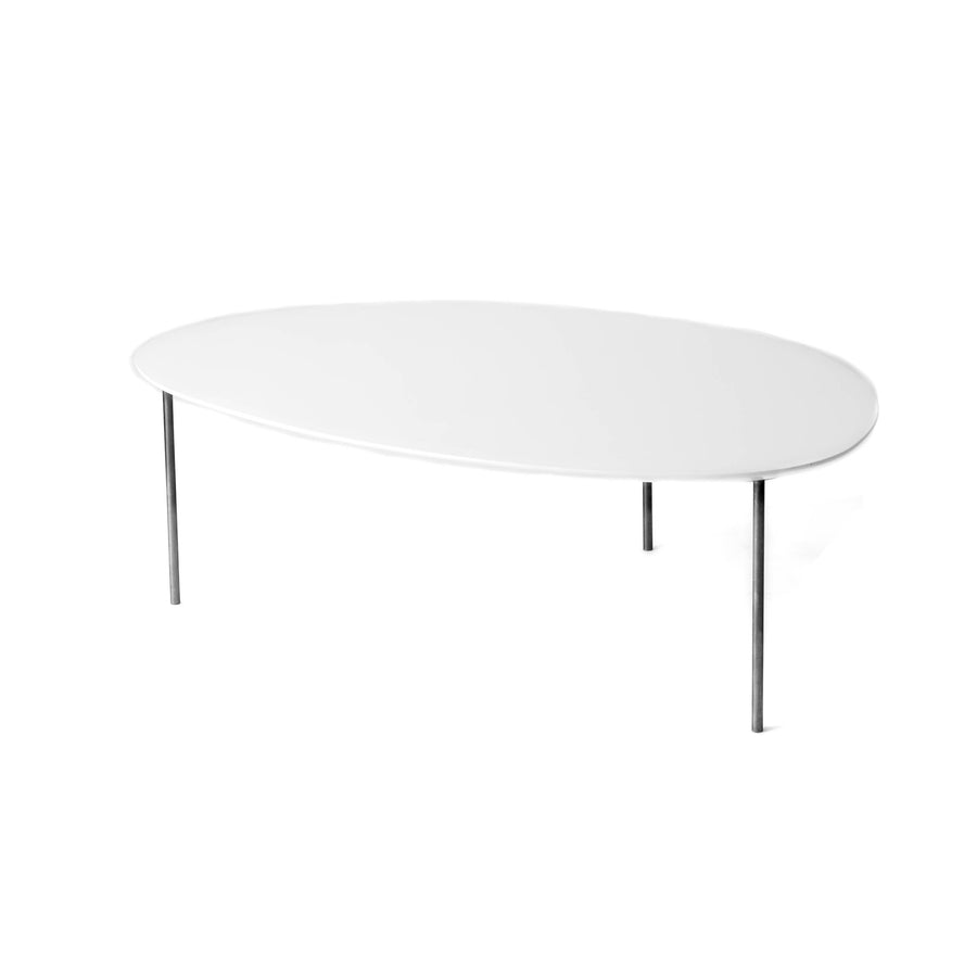 Coffee Table -  White Curve w/ Chrome Legs XL