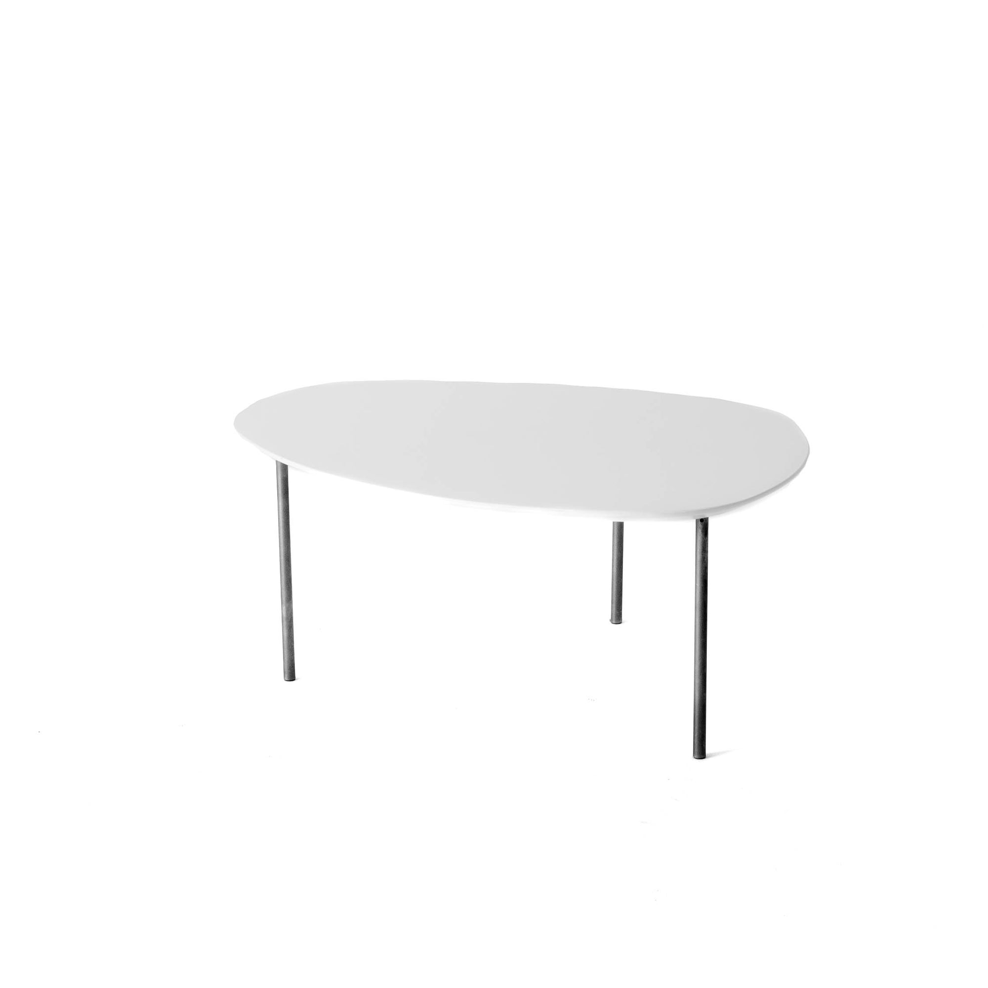 Coffee Table - Side White Curve w/ Chrome Legs Medium