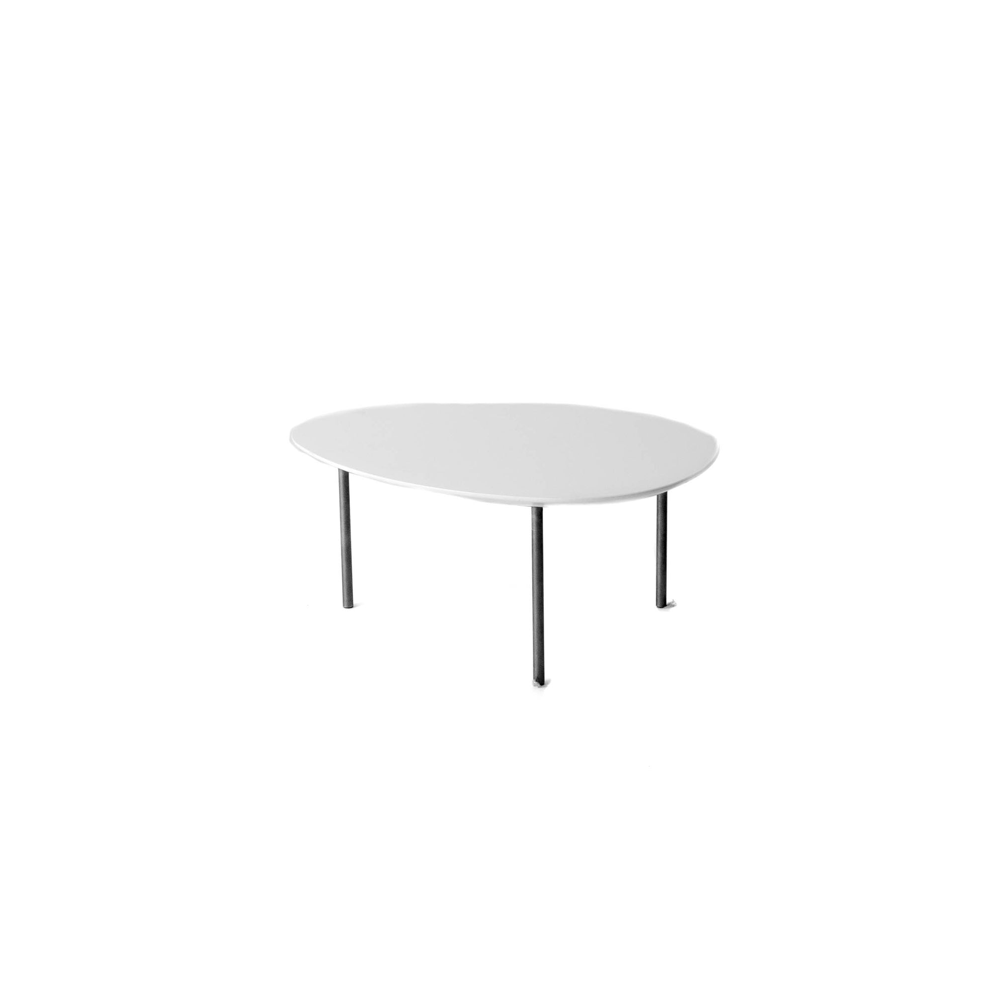 Small White Curved Side Table with Chrome Legs