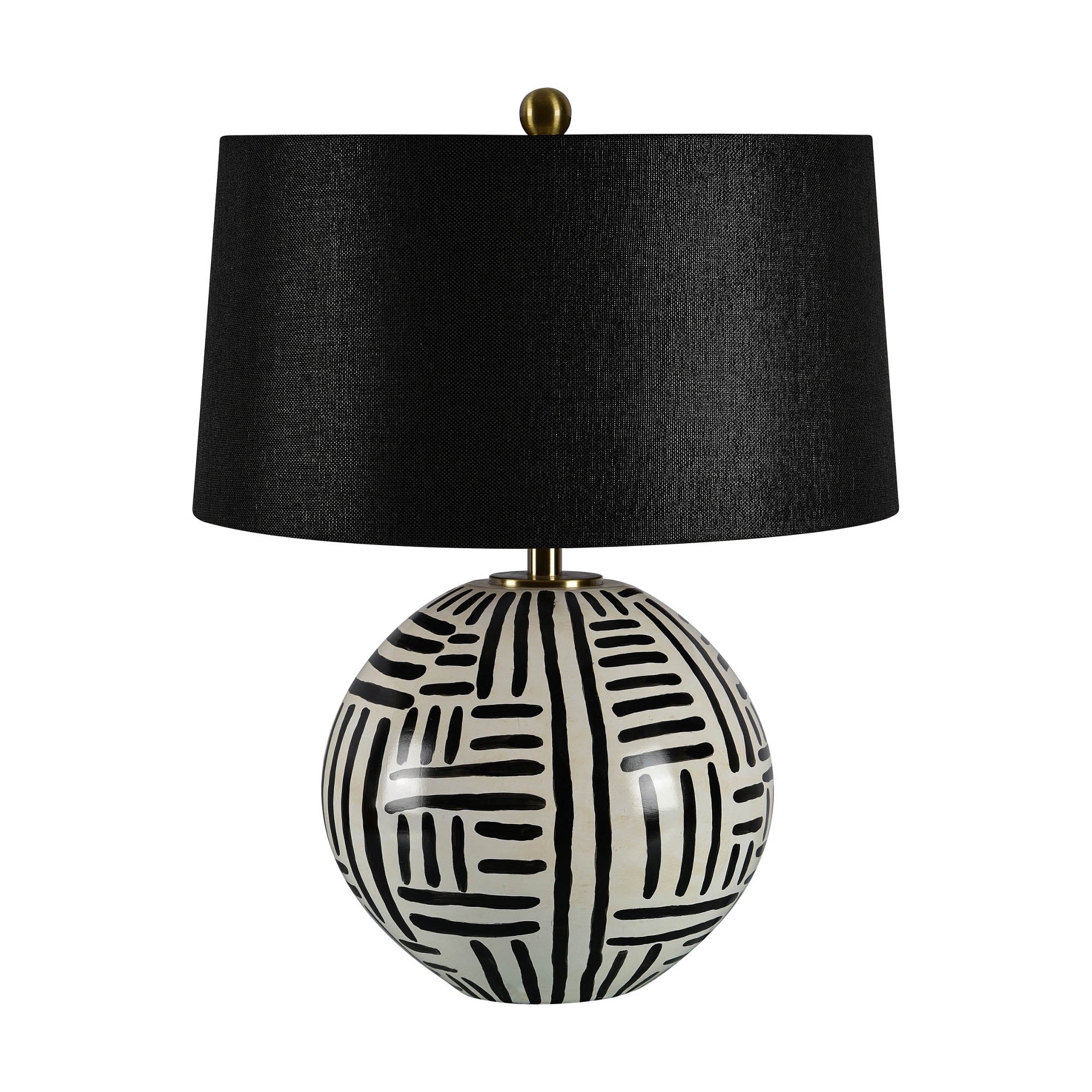 Table Lamp - Milka Round Ceramic Black & White