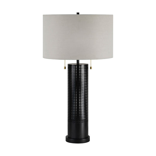 Table Lamp - Hopper Black Tall w/ Perforated Details