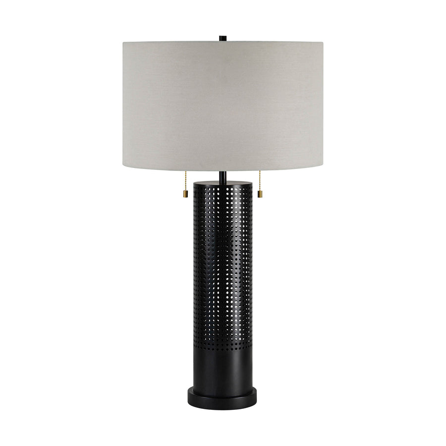 Table Lamp - Hopper Black Tall w/ Perforated Details