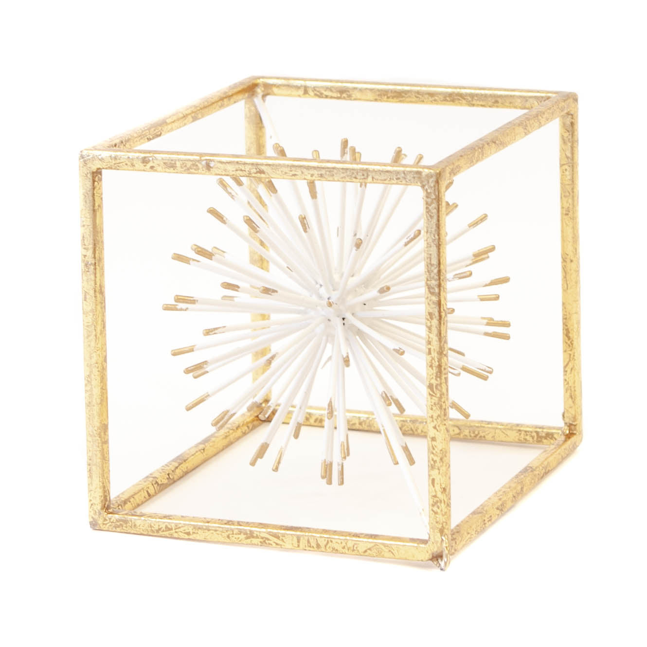 XL Gold Tone Cube w/ White Star