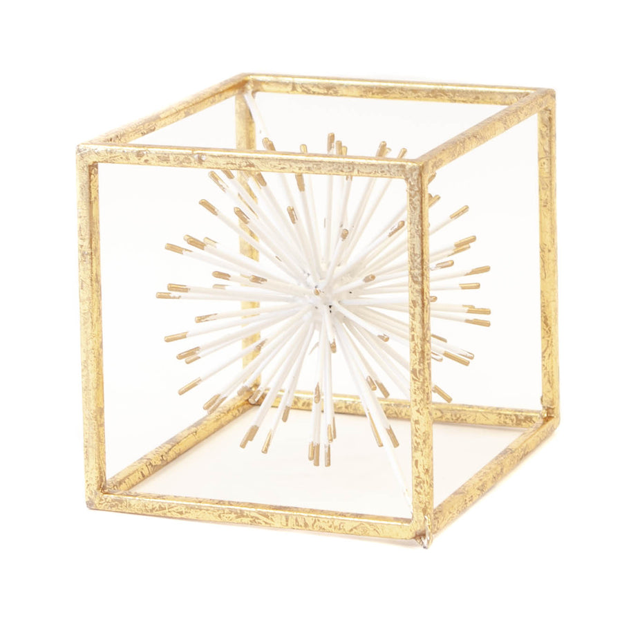 XL Gold Tone Cube w/ White Star