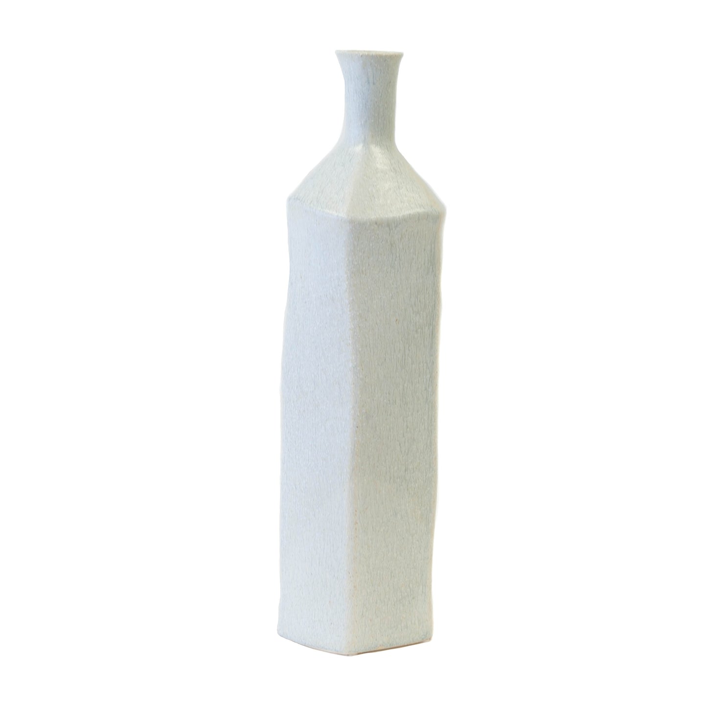 Tall Pentagonal Blue Base w/ Whitewash Vase