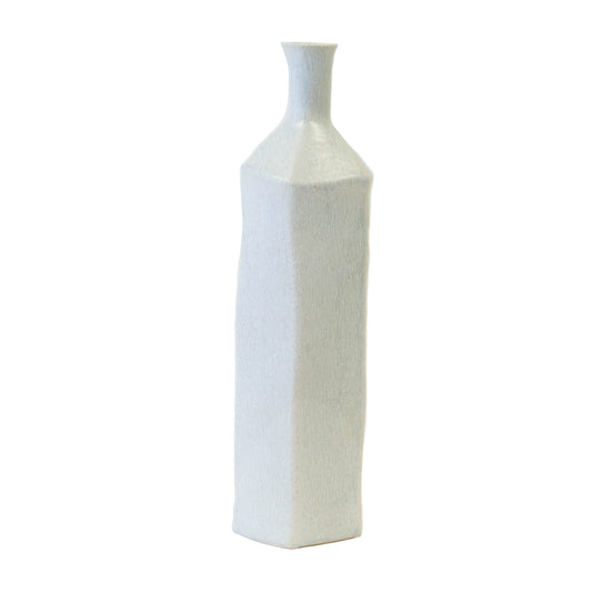 Tall Pentagonal Blue Base w/ Whitewash Vase