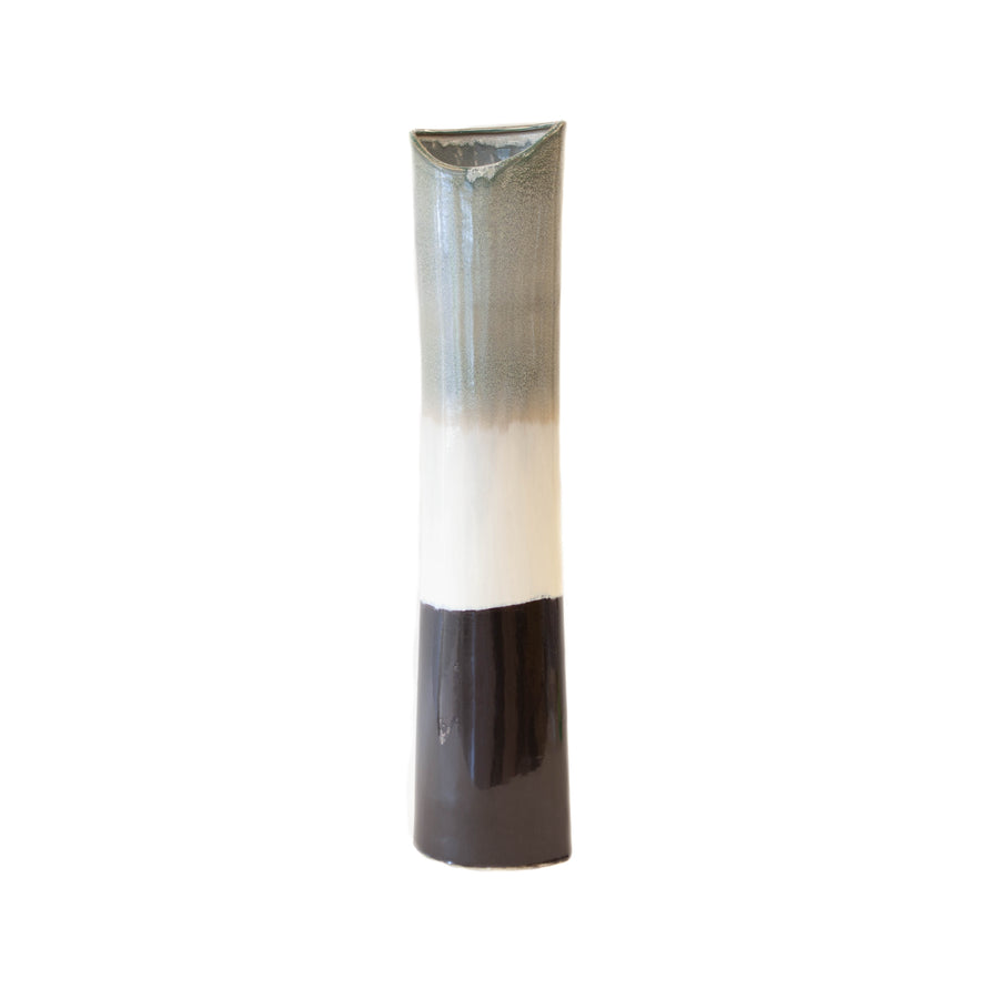 Black, White, and Sage Floor Vase