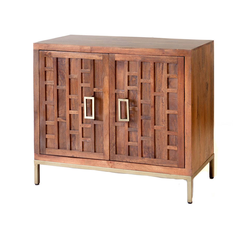 Cabinet - Brown Stain Wood Brass Accents