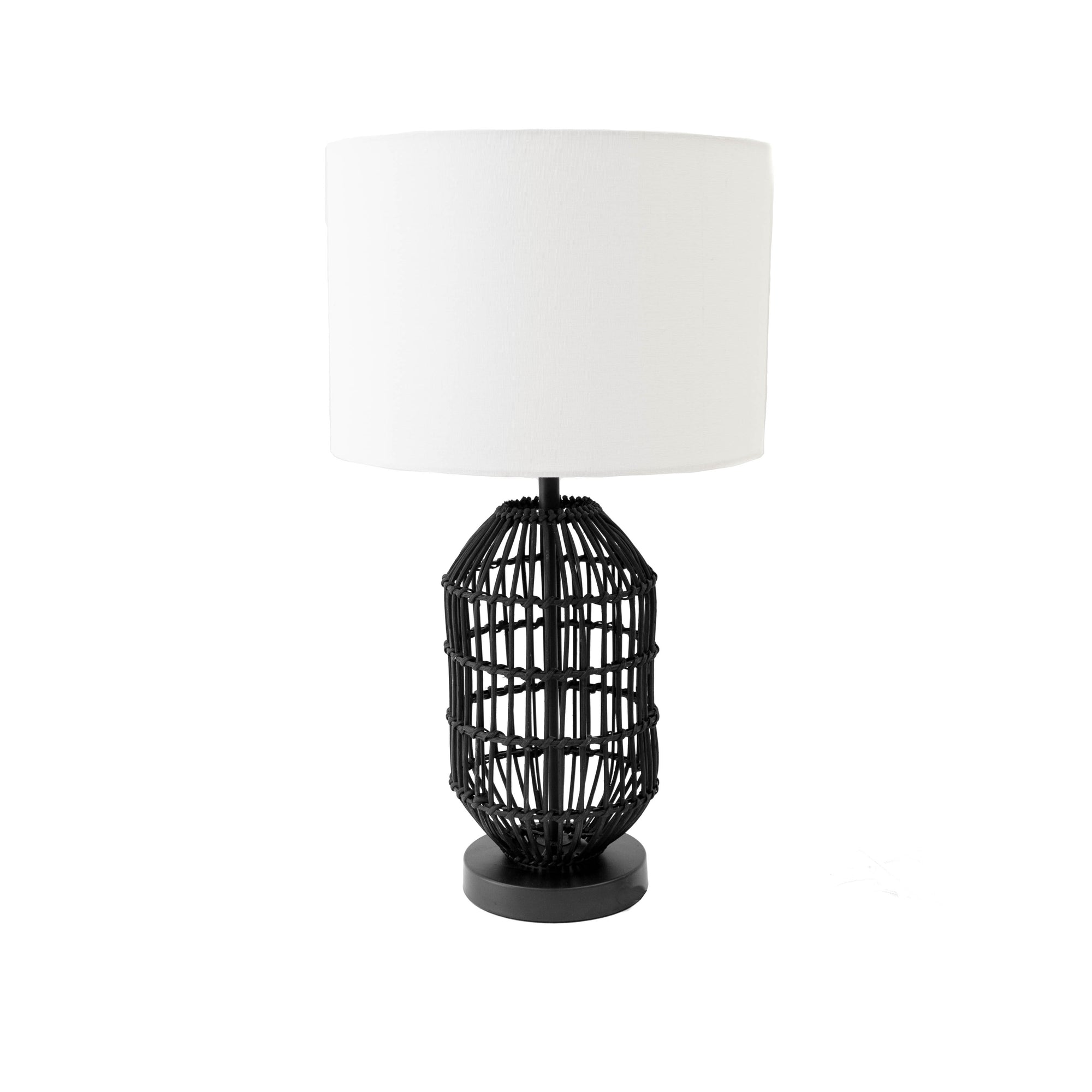 Table Lamp - Contemporary Black Rattan