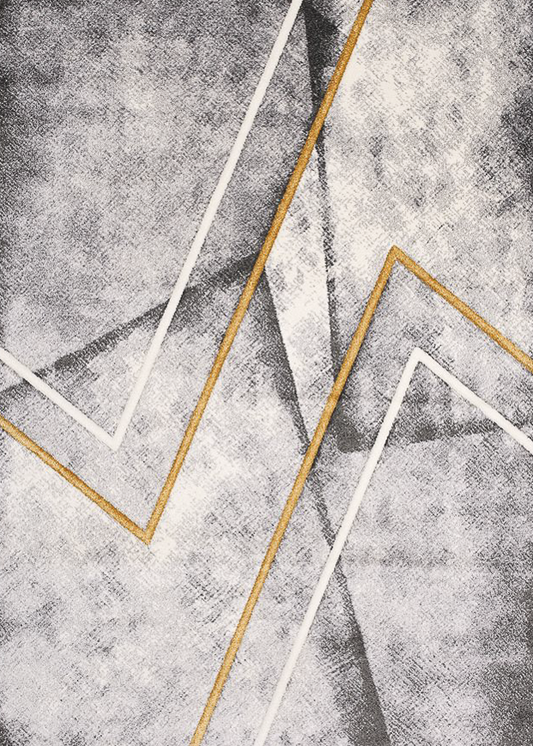 Soho Grey Mustard Zig Zag Rug