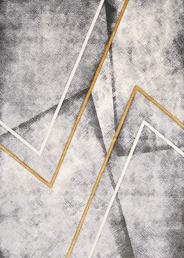 Soho Grey Mustard Zig Zag Rug