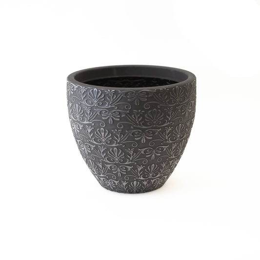 Black w/ Silver Scroll Pattern