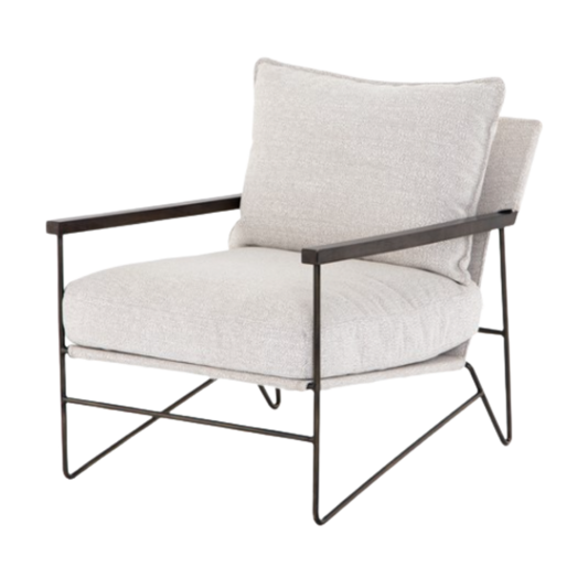 Accent Chair - Della Light Grey with Bronze Frame
