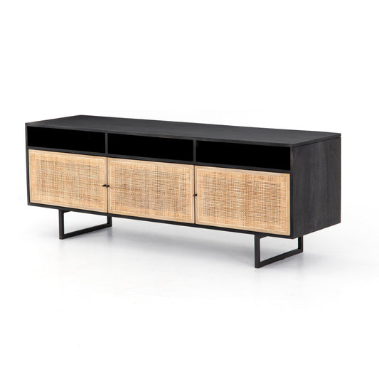 Media Stand Carmel & Black w/ Metal Legs - 65"