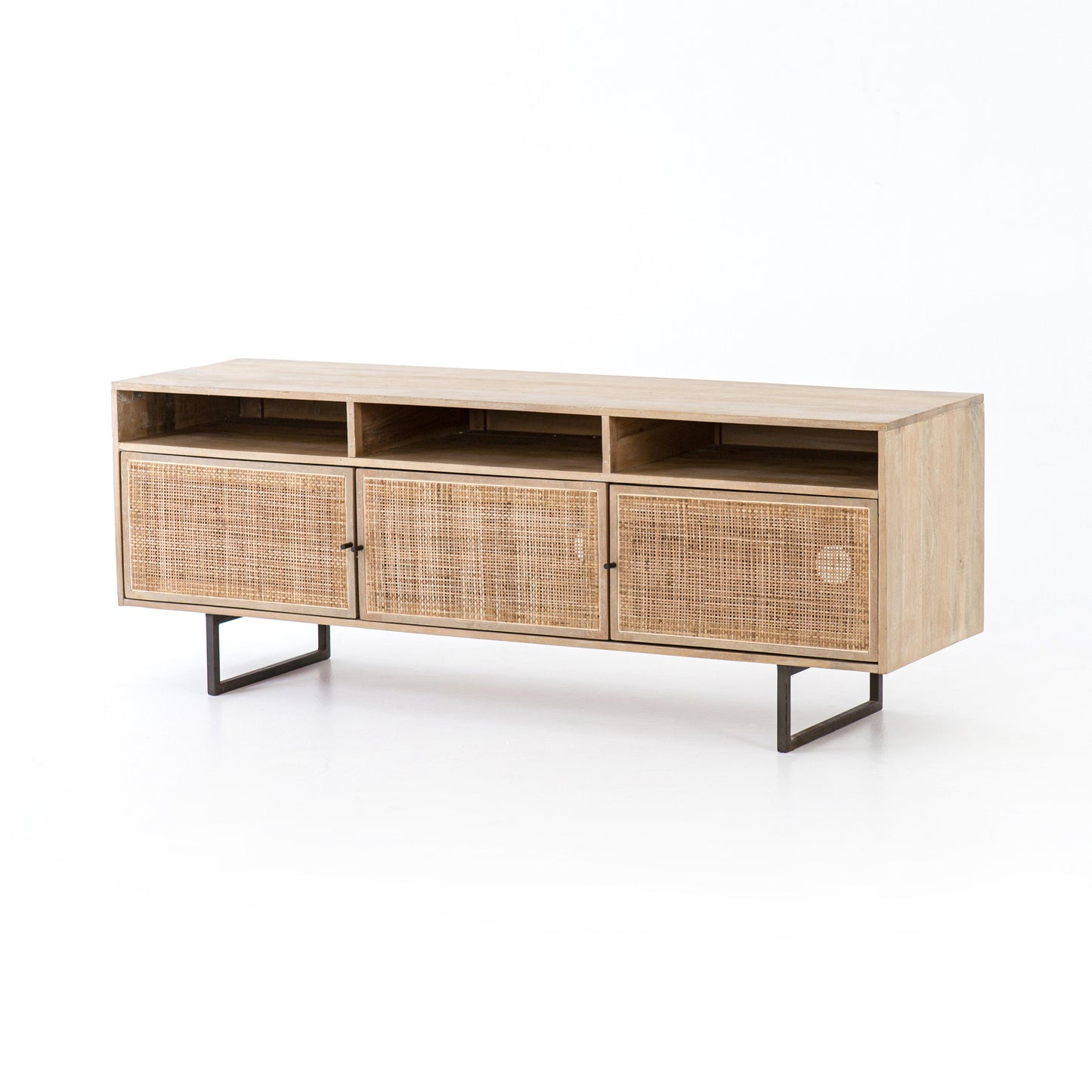 Media Stand - Carmel & Natural w/ Metal Legs - 65"