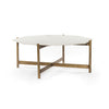 Coffee Table - Octagon White Marble w/ Brass Frame