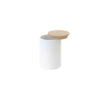 White Ribbed Jar w/ Wooden Lid