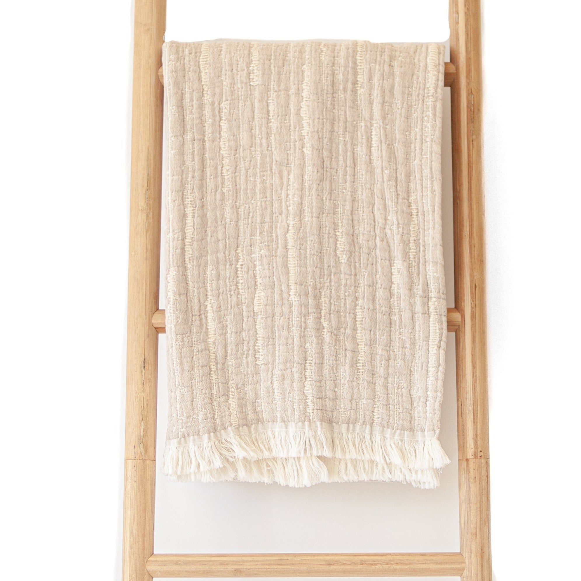 Beige Natural Cotton w/ Cream Fringe