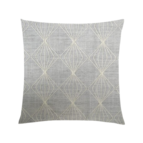 Pillow - 22x22 Soft Grey w/White Embroidered Diamonds