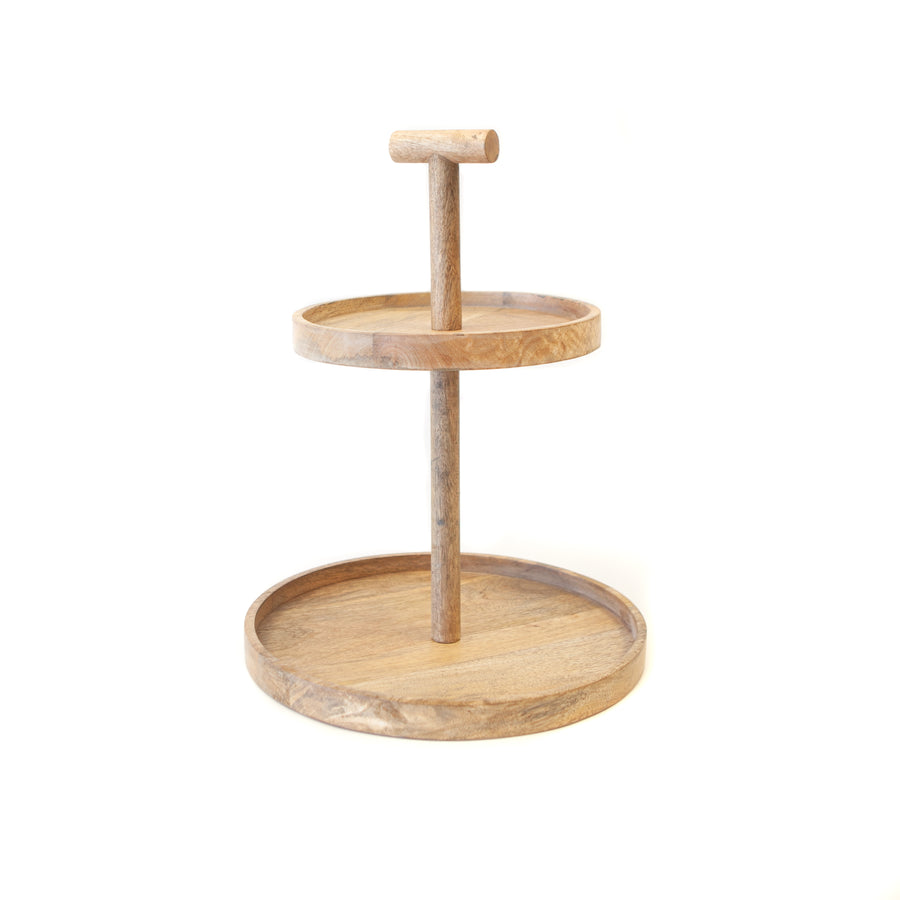 Tiered Natural Mango Wood Rustic