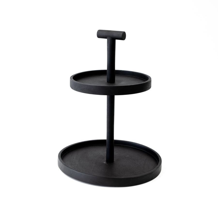 Tiered Black Wood Rustic