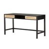 Desk - Clarita Black Wood w/ Woven Drawers - 58''